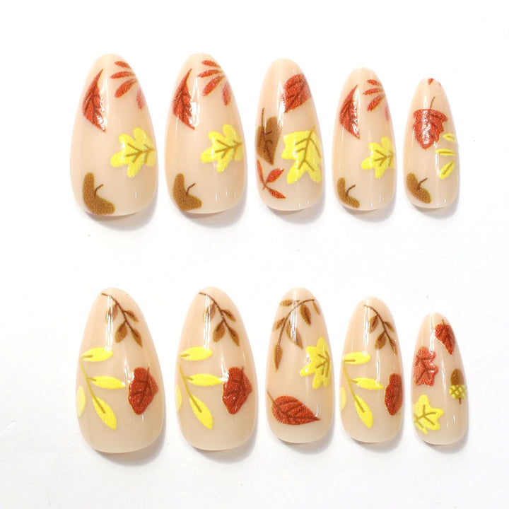 Autumn-Themed Decorative Press-On Nail Enhancements Stornfield