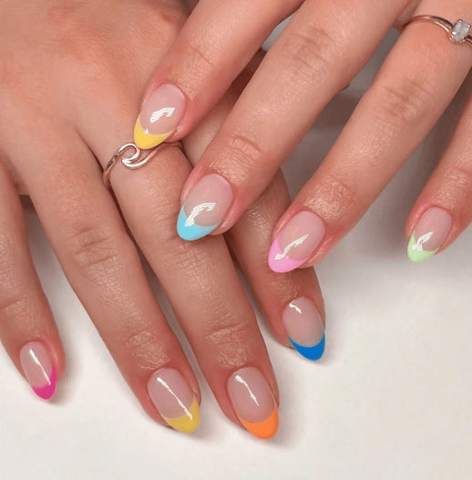 Artificial nail set with colorful French design Stornfield