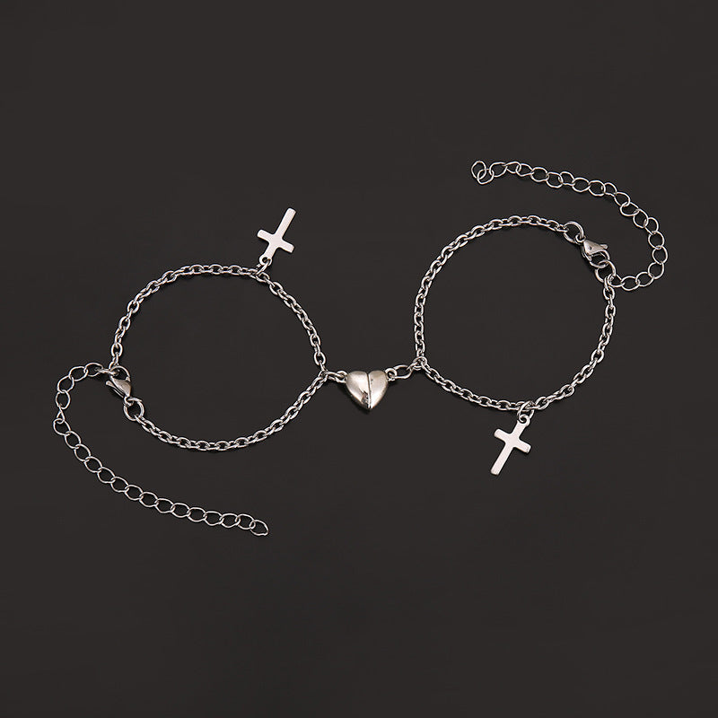 Versatile bracelet with cross and heart pendants Stornfield