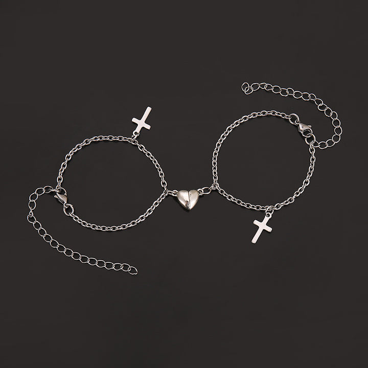 Versatile bracelet with cross and heart pendants Stornfield