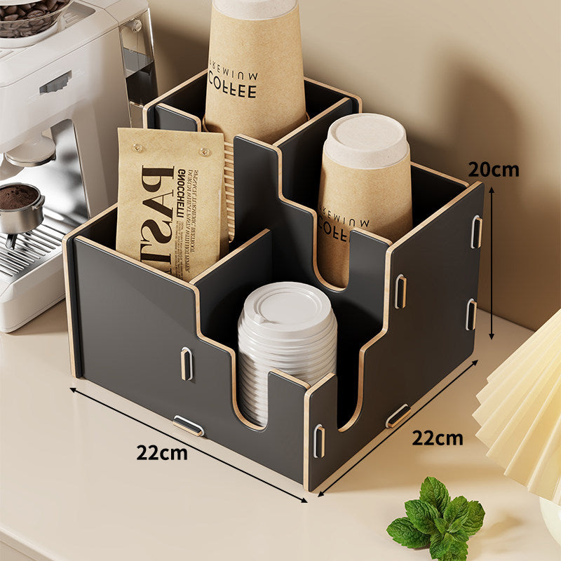 Modular Tiered Countertop Coffee Cup Lid and Straw Organizer