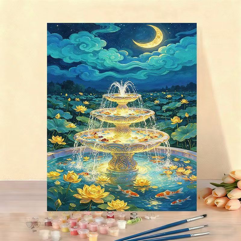 DIY Watercolor Fountain Paint by Numbers Kit Stornfield