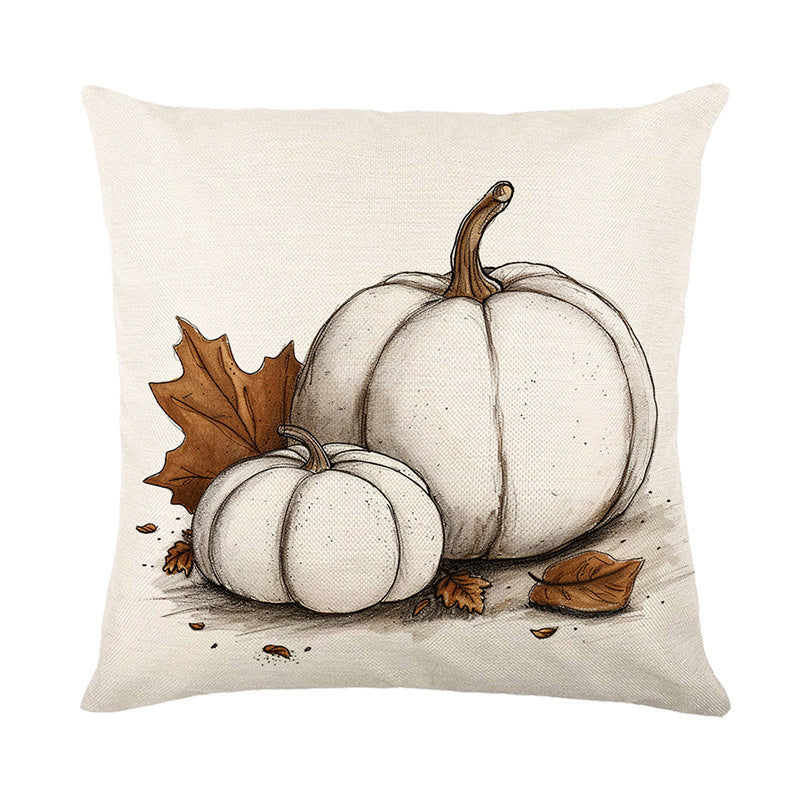 Decorative Square Throw Pillow Cover with Script 'Hello Pumpkin' Farmhouse Print