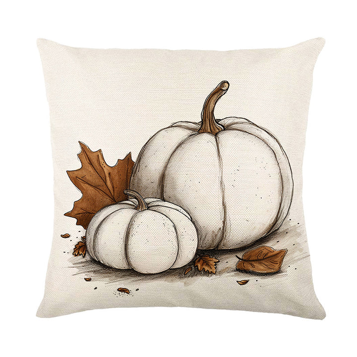 Decorative Square Throw Pillow Cover with Script 'Hello Pumpkin' Farmhouse Print