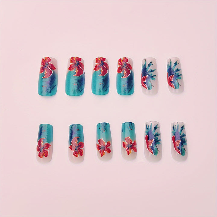 Creative Art Nails with Floral Hibiscus Design Stornfield