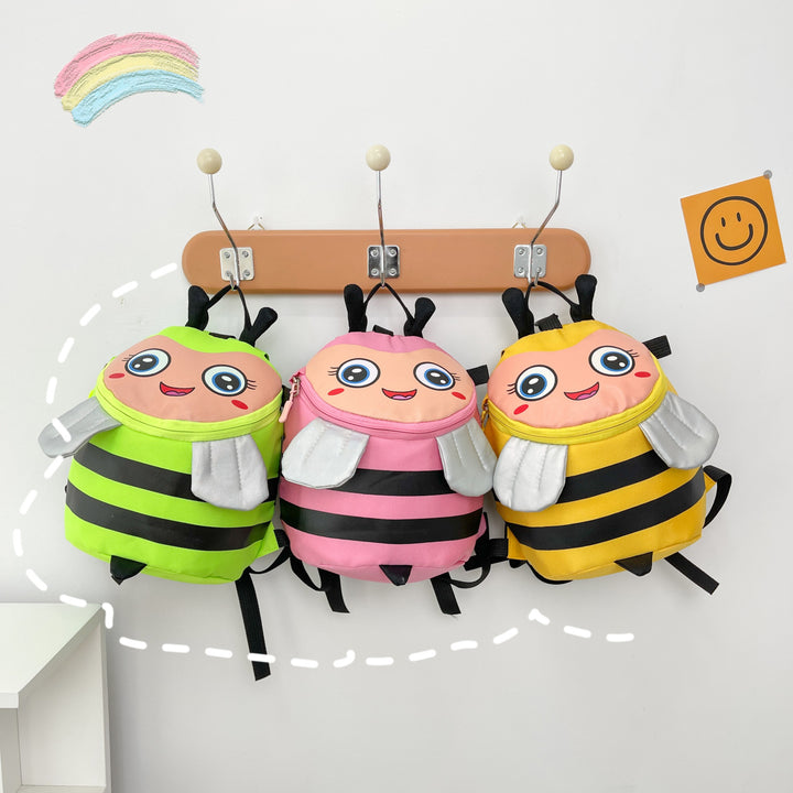 Plush backpack with bee motif and practical compartments Stornfield