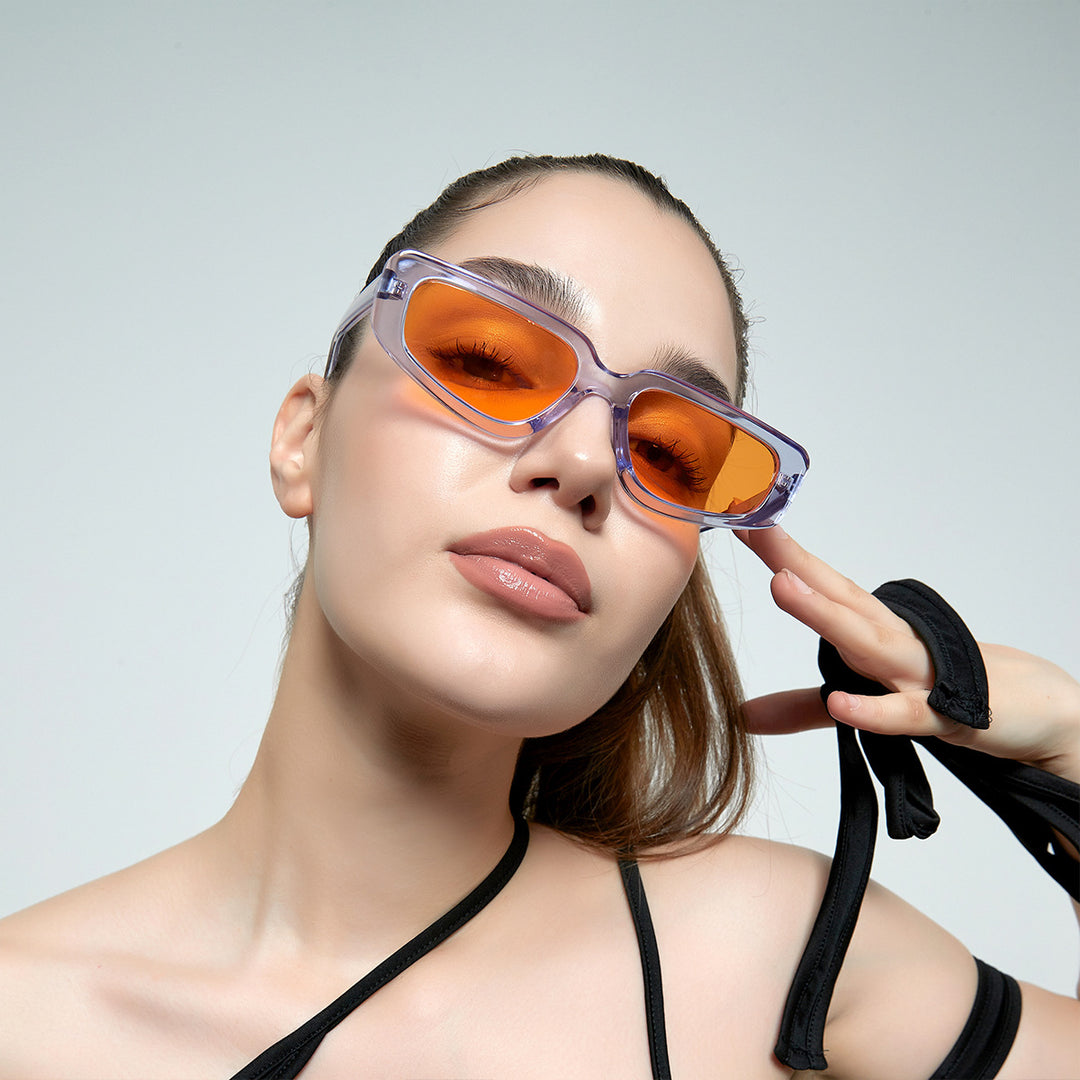 Women's stylish square sunglasses with modern high-gloss plastic frame Stornfield