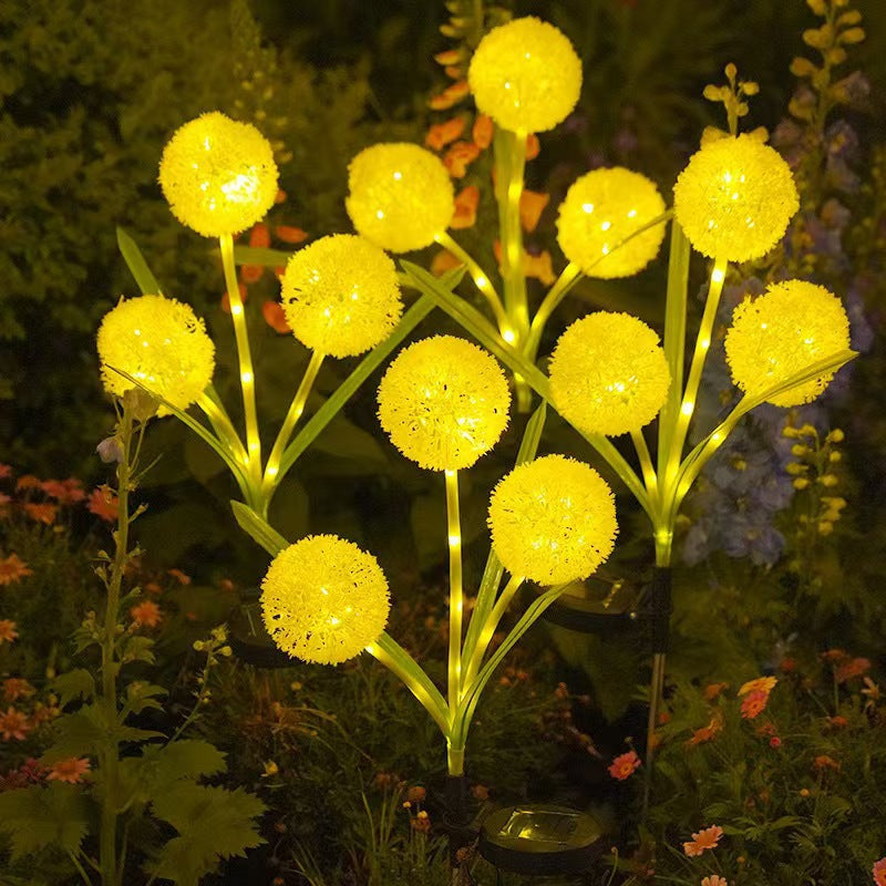 Dandelion-Inspired Solar Garden Stake Lights With Integrated Solar Panel And Dual Floral Globes Stornfield