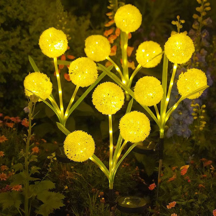 Dandelion-Inspired Solar Garden Stake Lights With Integrated Solar Panel And Dual Floral Globes Stornfield