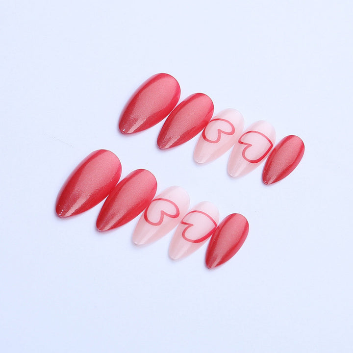 Artistic Heart-Embellished Press-On Nail Set