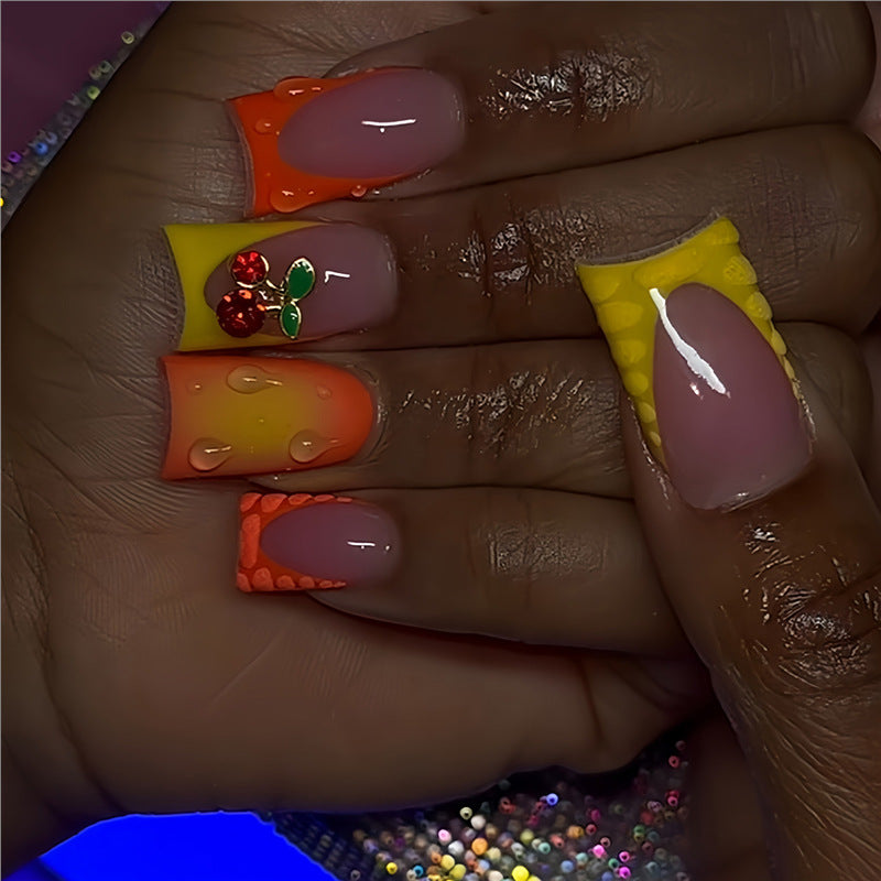 Creative Gel Press-On Nail Set with Fruit Accents Stornfield