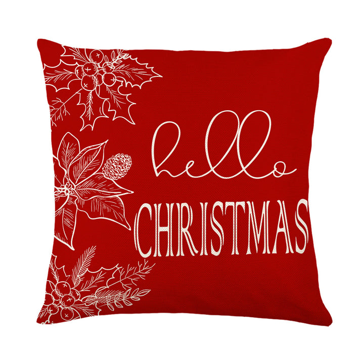 Festive Decorative Throw Pillow Cover with Holiday Script and Botanical Illustration