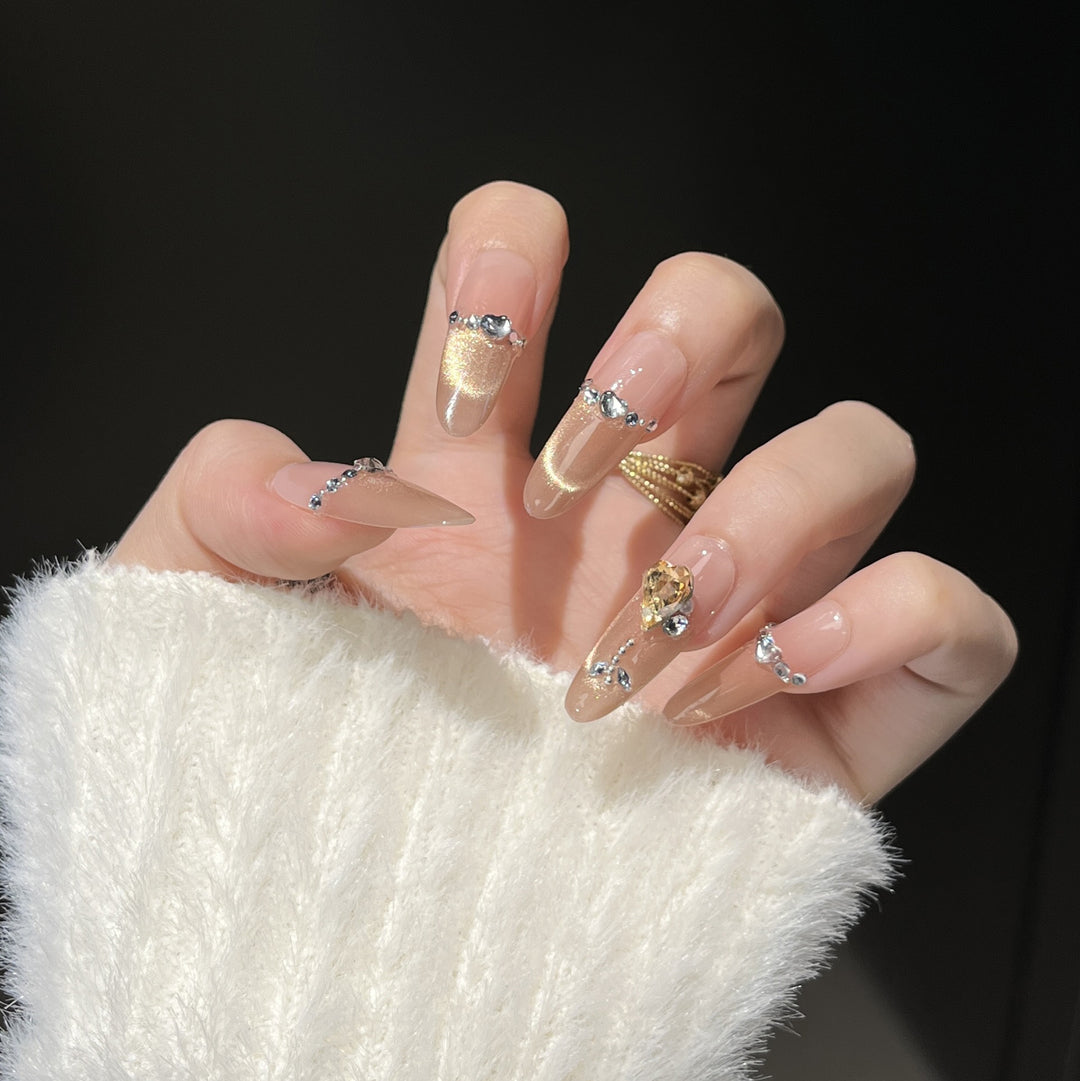 Glamorous Crystal-Studded Stiletto Press-On Nails Stornfield
