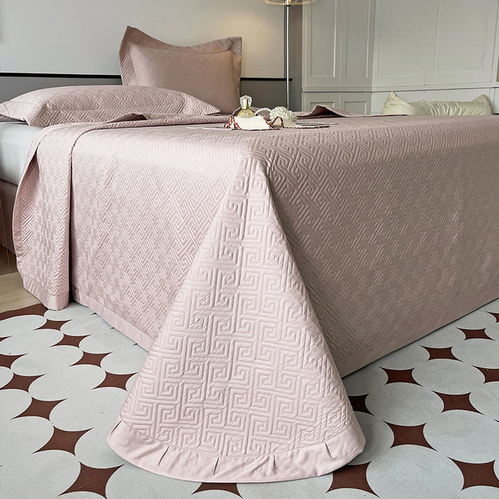 Quilted Reversible Duvet Cover Bedding Set with Embroidered Corner Shams