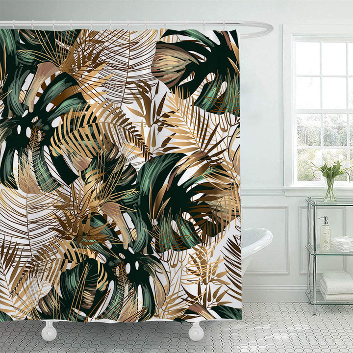 Tropical Leaf Print Shower Curtain Stornfield