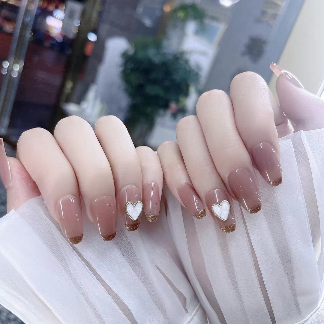 Decorative Press-On Nail Set with Heart Design Stornfield