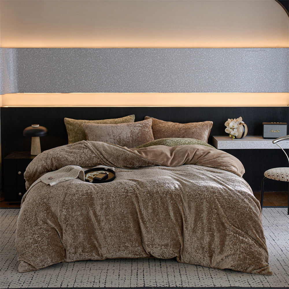Cozy teddy fleece duvet cover set with plush surface
