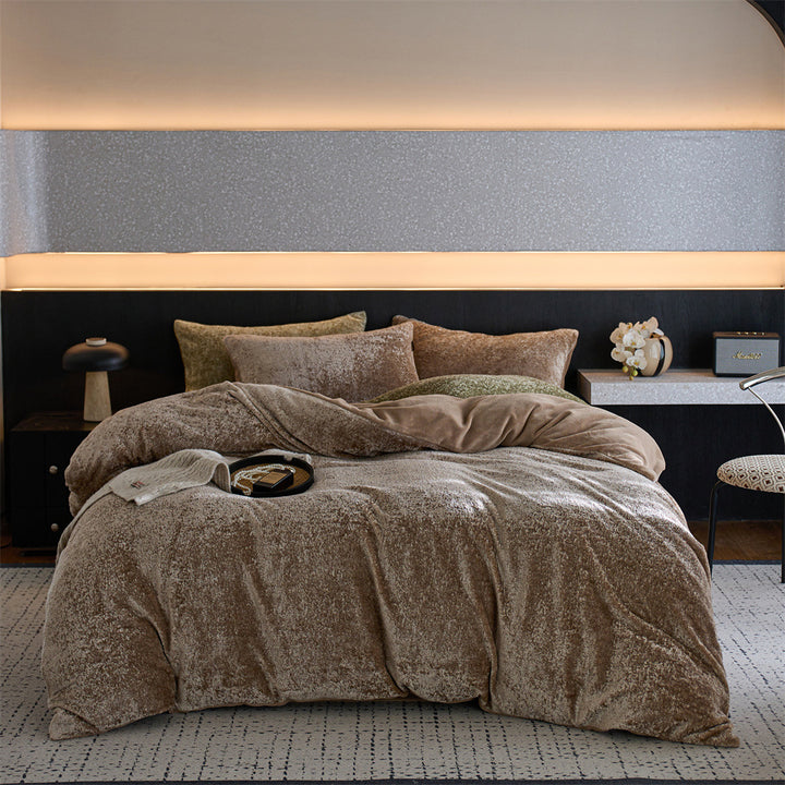 Cozy teddy fleece duvet cover set with plush surface