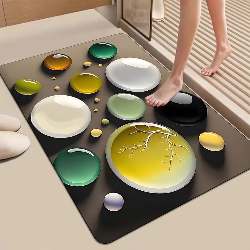 Decorative 3D Pebble Design Bath Mat Stornfield