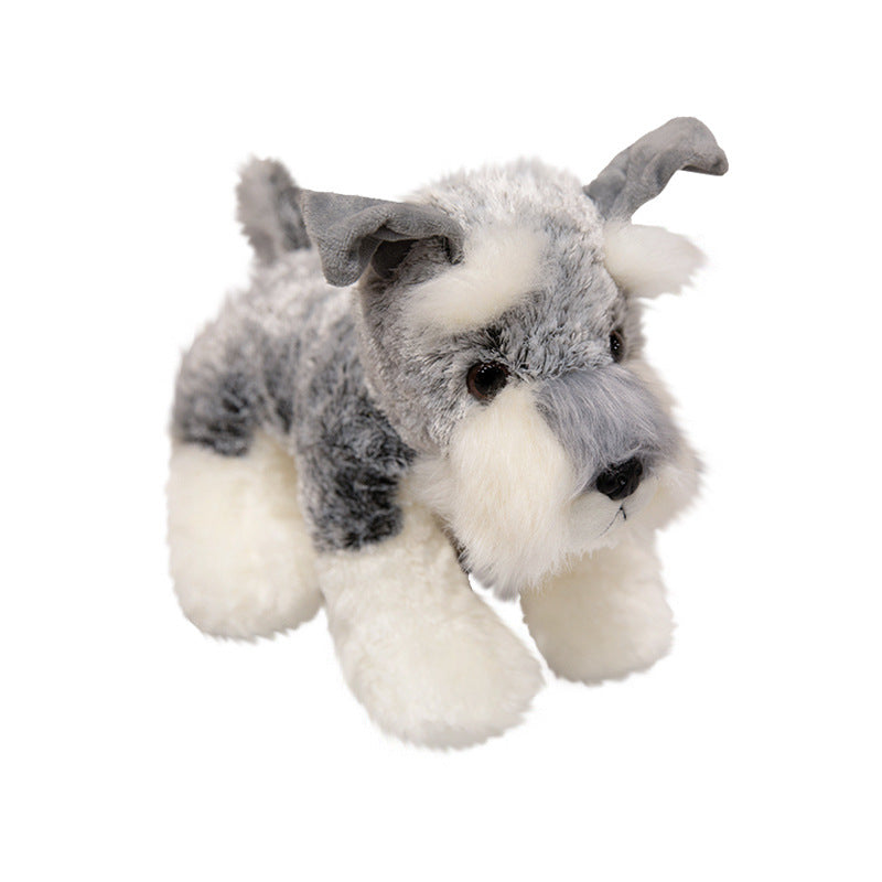 Realistic Schnauzer Plush Standing Stuffed Dog with Soft Faux Fur & Embroidered Details Stornfield