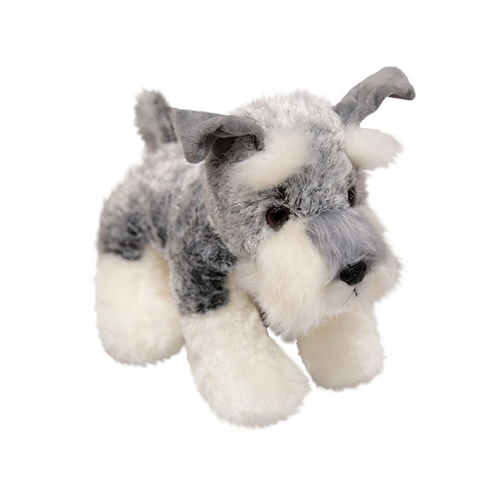 Realistic Schnauzer Plush Standing Stuffed Dog with Soft Faux Fur & Embroidered Details Stornfield