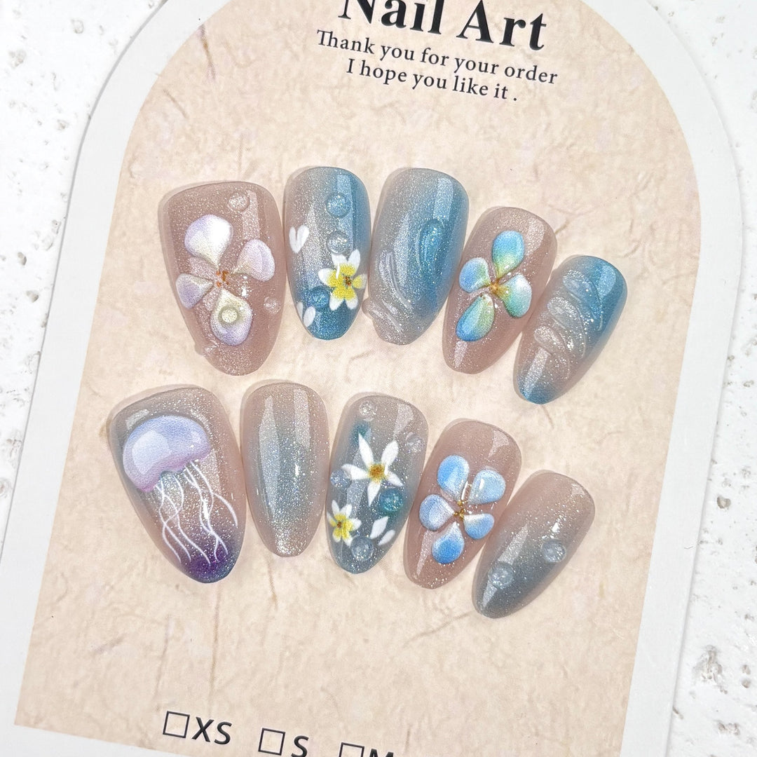 Floral-Inspired Artistic Press-On Nail Set