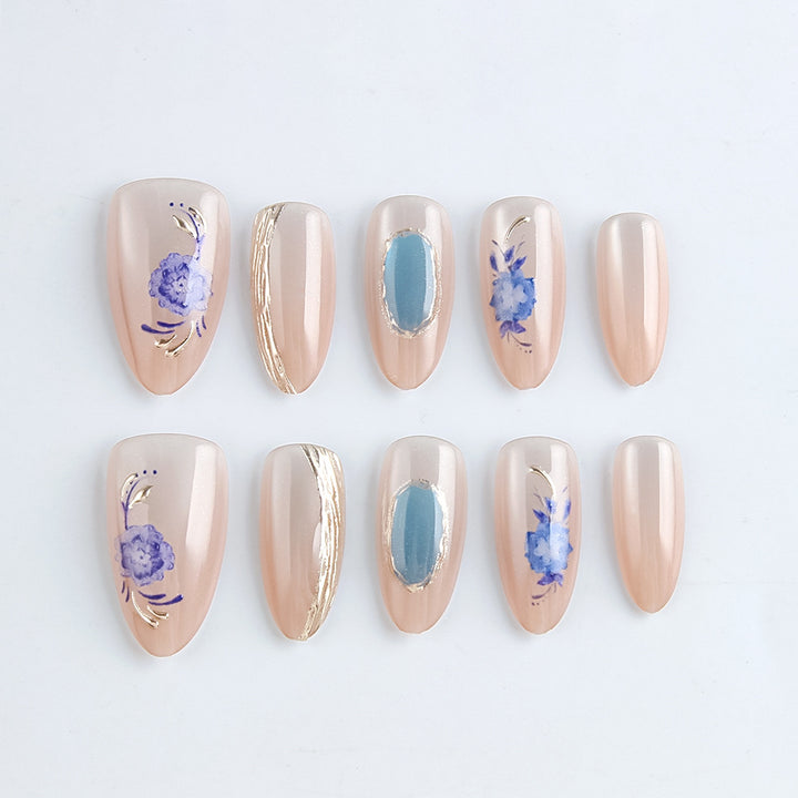 Artistic Floral Press-On Nail Art Set Stornfield