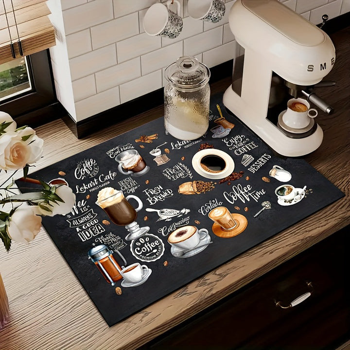 Coffee-Themed Kitchen Mat