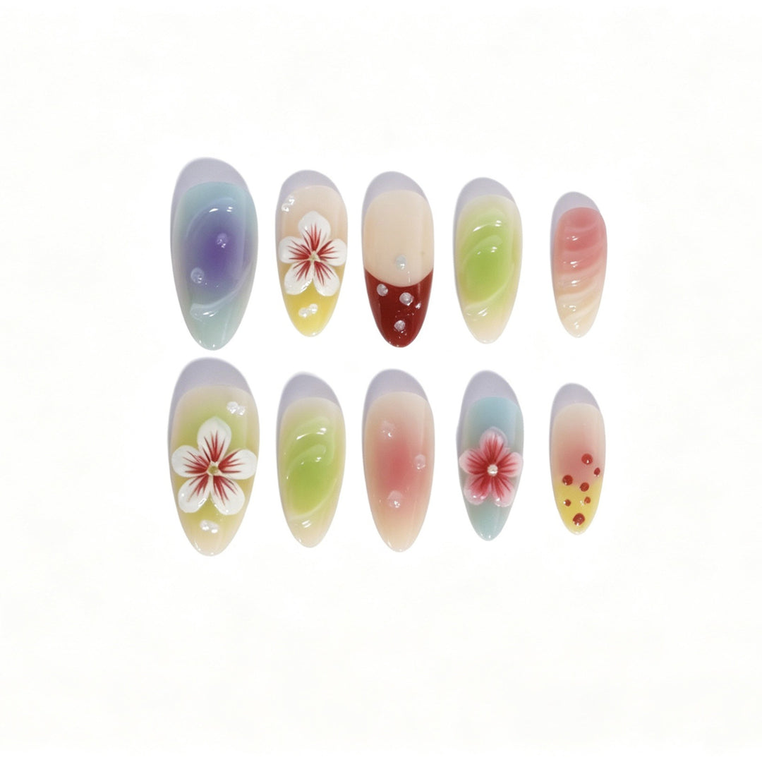 Artistic Floral Gradient Press-On Nail Set Stornfield