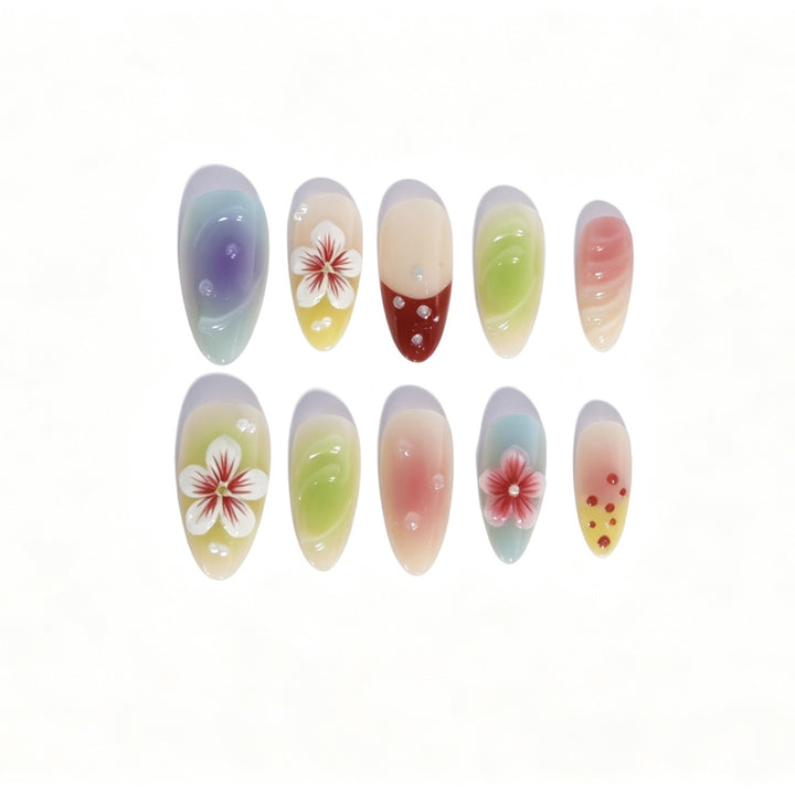 Artistic Floral Gradient Press-On Nail Set Stornfield