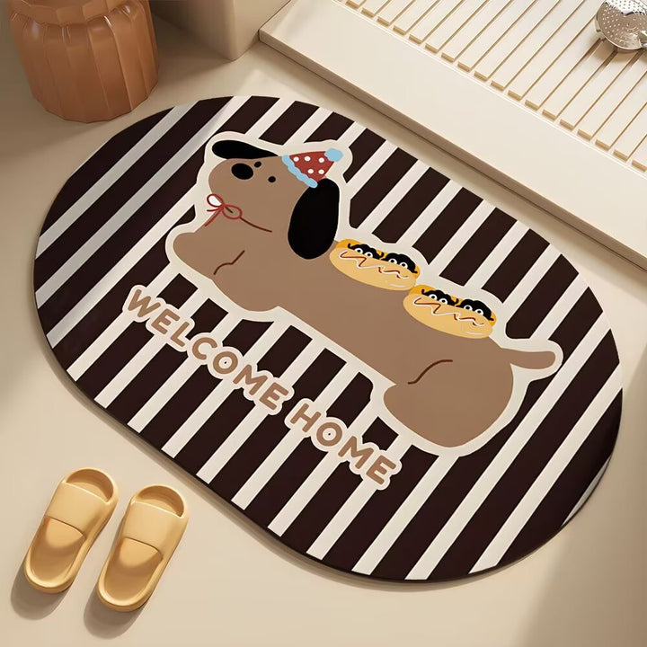 Whimsical Dog-Themed Bath Mat