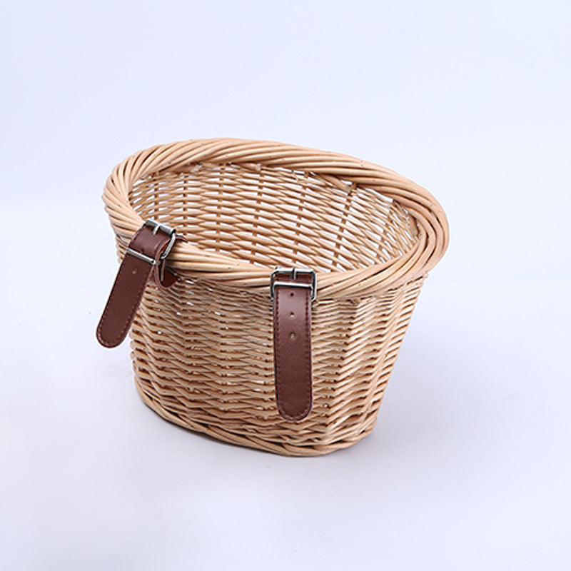 Woven Storage Basket with Reinforced Leather Handles Stornfield