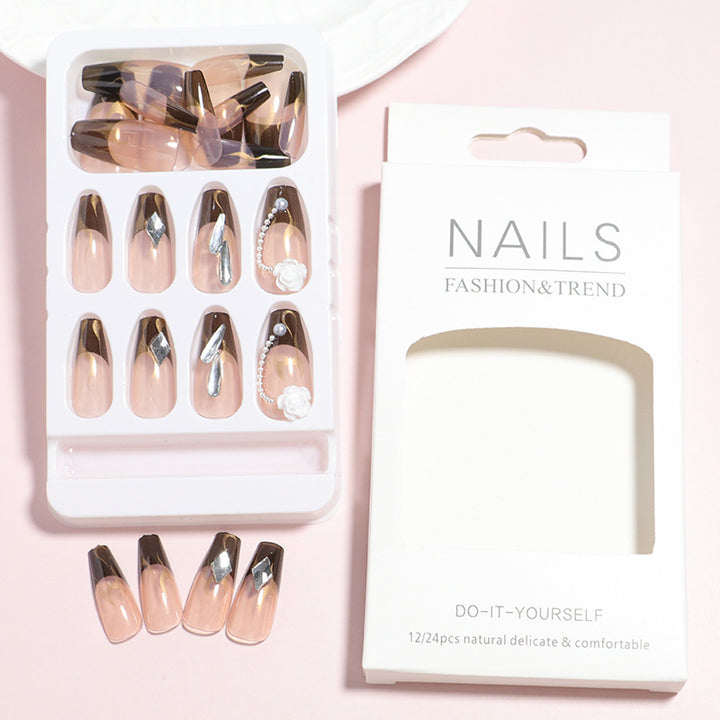 Decorative Press-On Nail Set with 3D Accents Stornfield