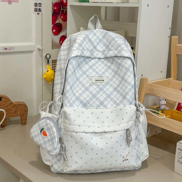 Stylish Plaid Backpack with Fun Decorative Accents Stornfield