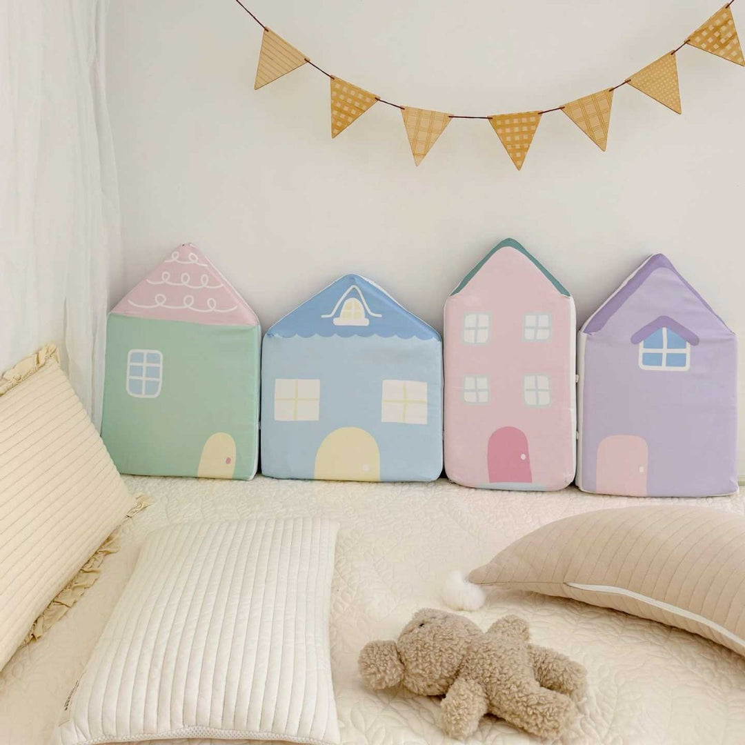House-Shaped Foam Backrest Cushion Set for Kids Playroom Nursery Decorative Pillows