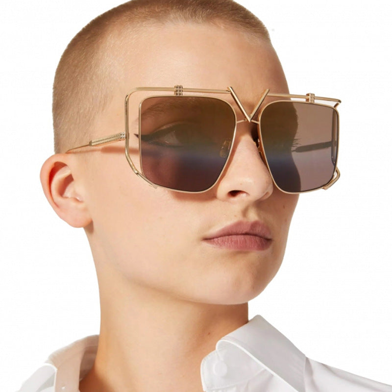 Women's futuristic oversized sunglasses with unique geometric frame Stornfield