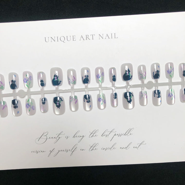Cat-Themed Decorative Press-On Nail Set