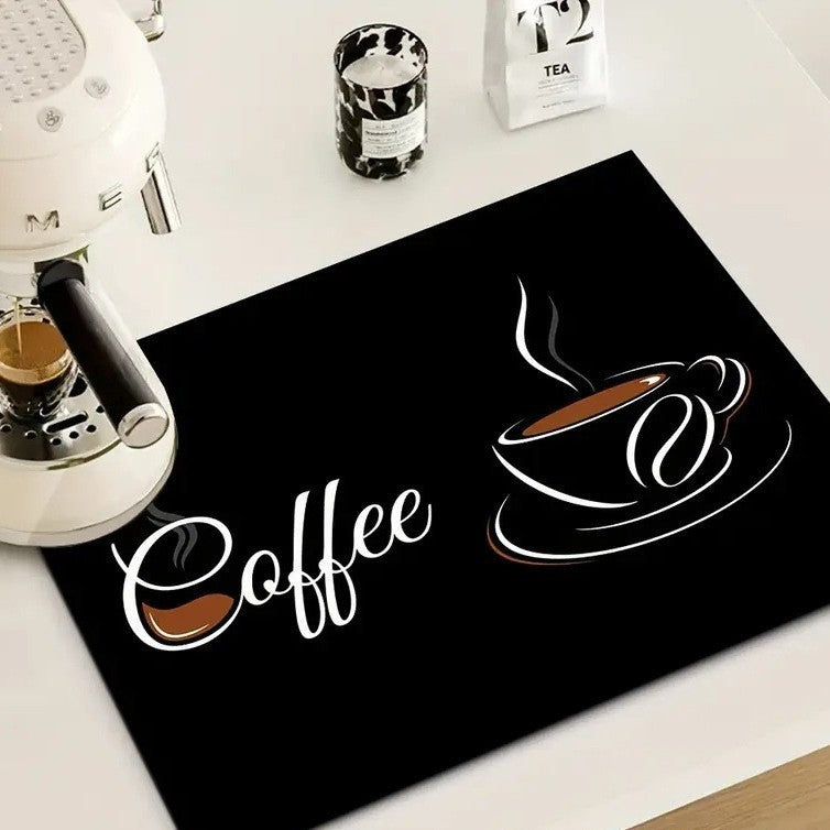 Coffee-Themed Decorative Kitchen Mat