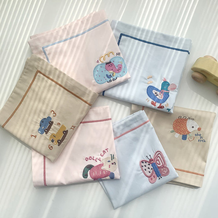 Embroidered Cotton Sateen Pillowcase Set with Piped Edge