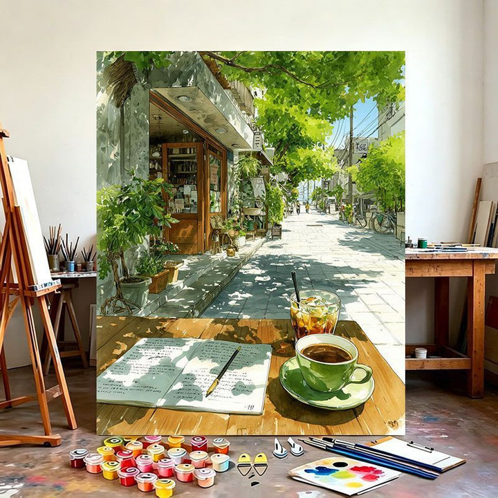 Urban Café Scene Canvas Art Print Stornfield