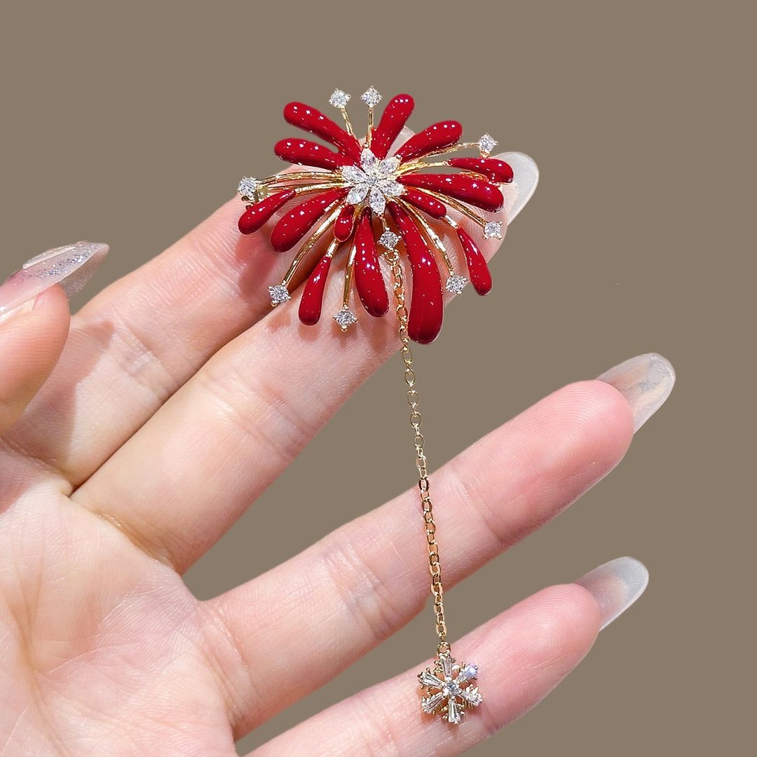 Sparkling flower brooch with chain pendant Stornfield