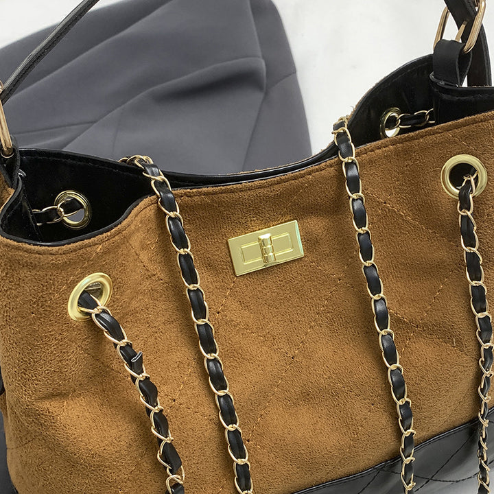 Quilted Suede Tote Bag
