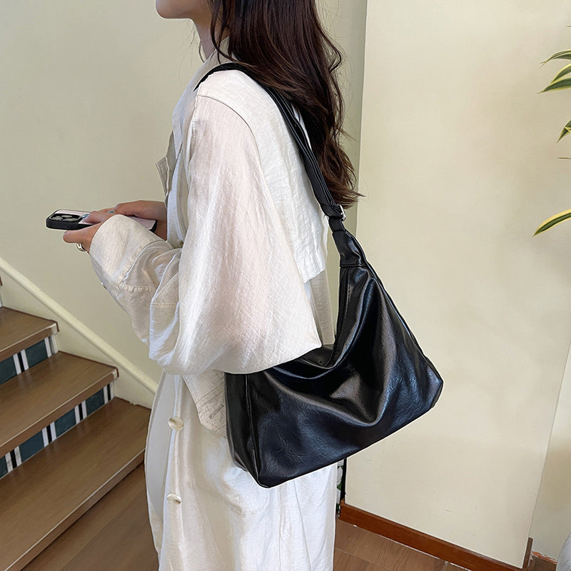 Slouchy Faux Leather Hobo Bag