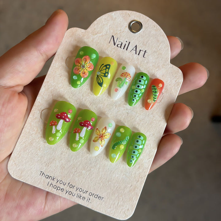 Creative Nature-Themed Press-On Nails Stornfield