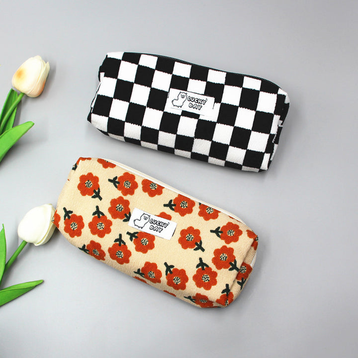 Checked Pattern Zippered Pencil Case Stornfield