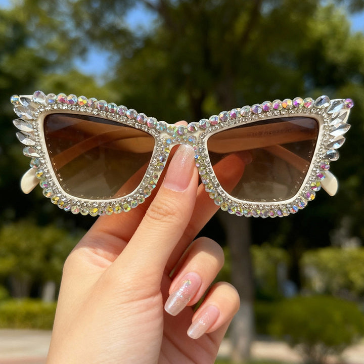 Rhinestone-Accented Cat-Eye Sunglasses Stornfield