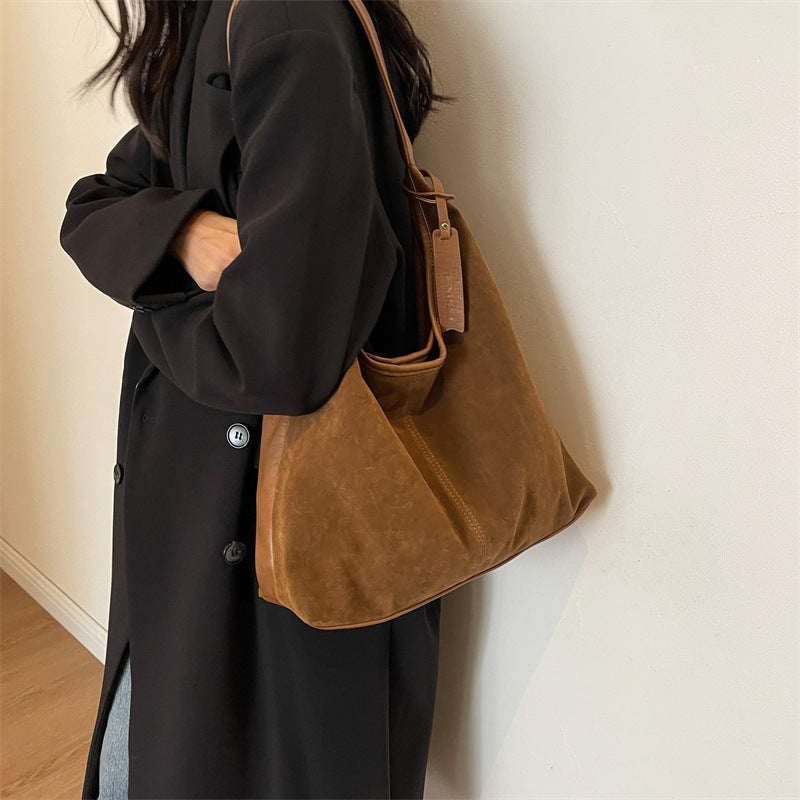 Suede Slouchy Shoulder Bag