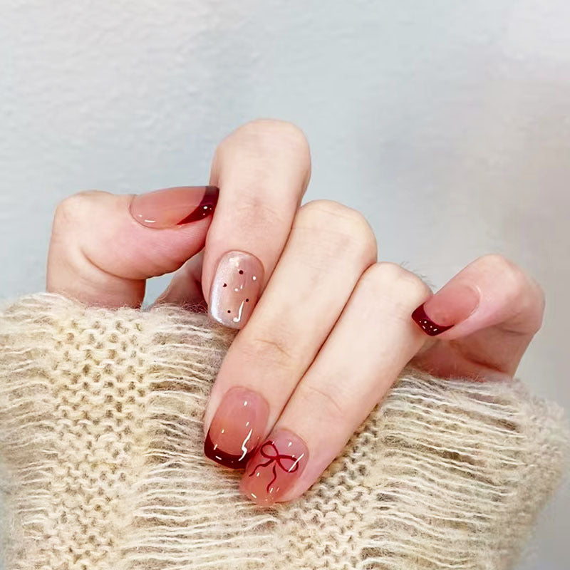 Elegant French Tip Press-On Nail Set Stornfield