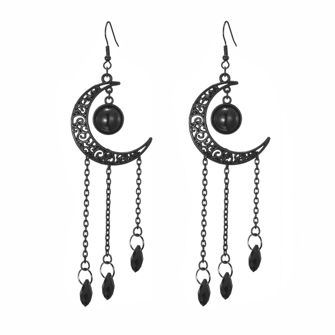 Intricate Moon and Orb Dangle Earrings Stornfield