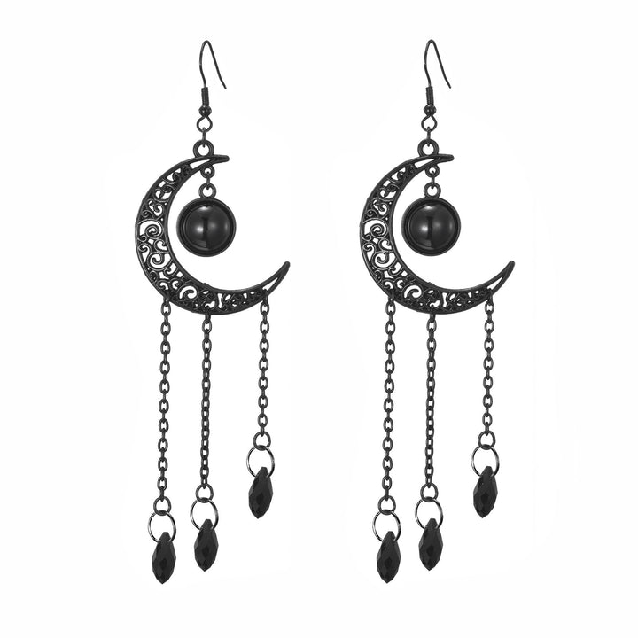 Intricate Moon and Orb Dangle Earrings Stornfield